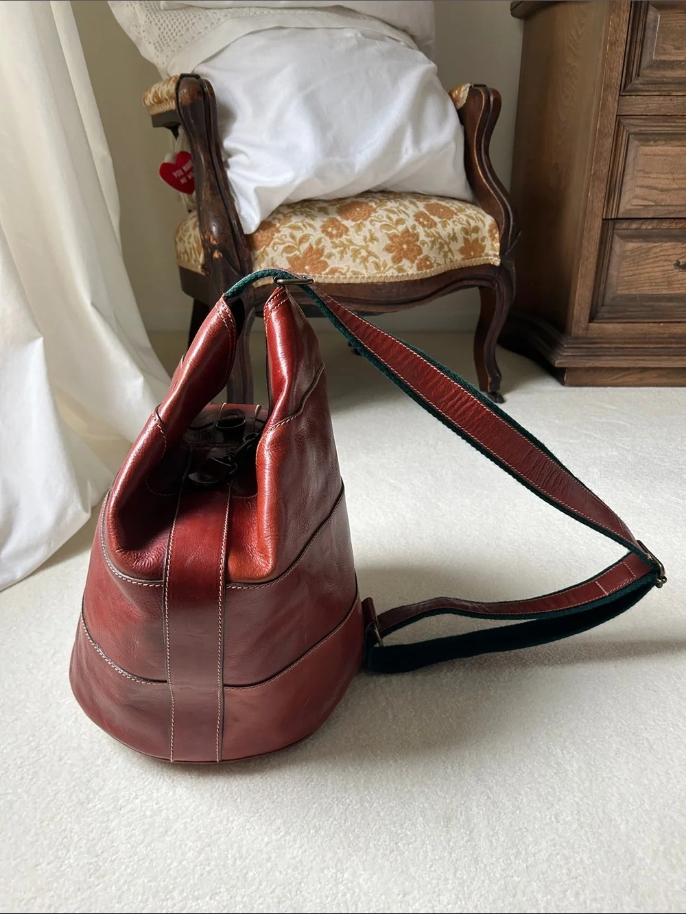 Dooney & Bourke Burgundy Leather Sling Duffel